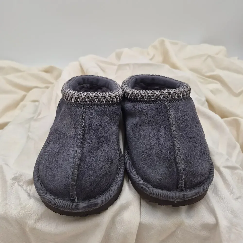 UGG Tasman II Slipper dark grey embroidered braid kids US Size 8